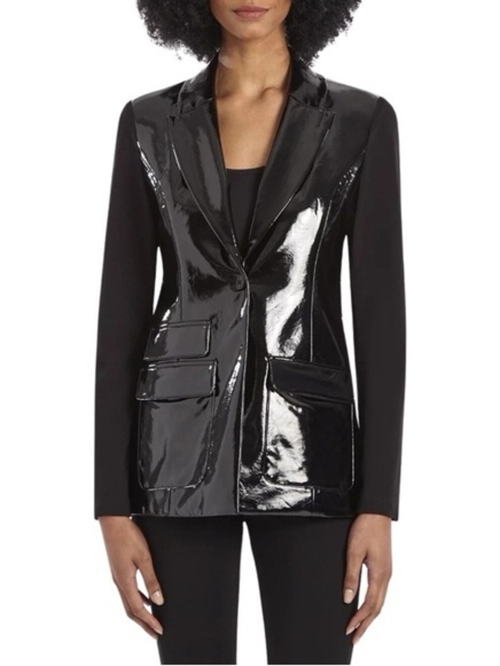 Capsule 121 The Dart Patent Vinyl Blazer in Black - Size XS